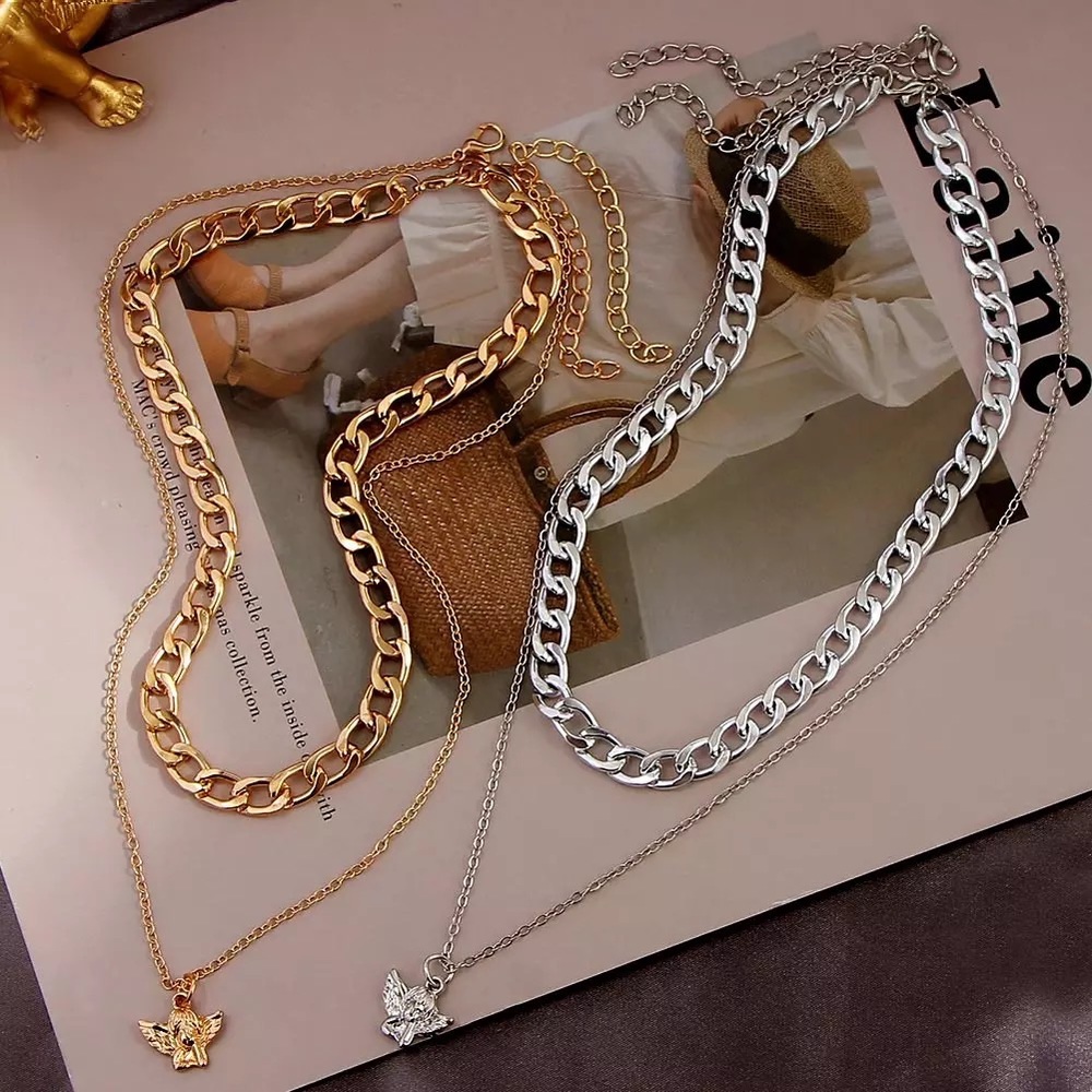 Gold Angel Necklace Choker Set - Picture 3 of 4